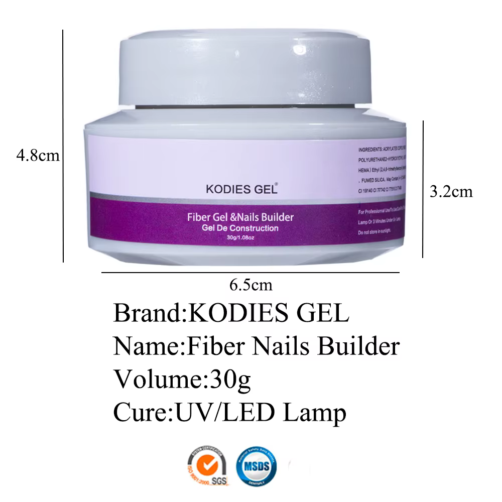 KODIES GEL 30g Gel de fibres pour réparation des ongles cassés UV constructeur de Gel en fibre de verre colle d'extension d'art d'ongle clair fourniture de manucure française