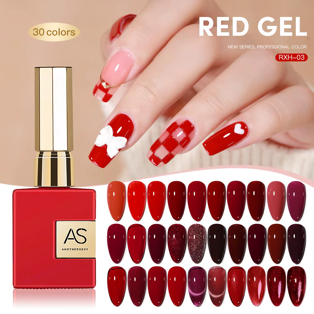 AS 15ml Gel vernis à ongles pas défini nouvel an Semi Permanent hybride noir rouge couleur Gel
