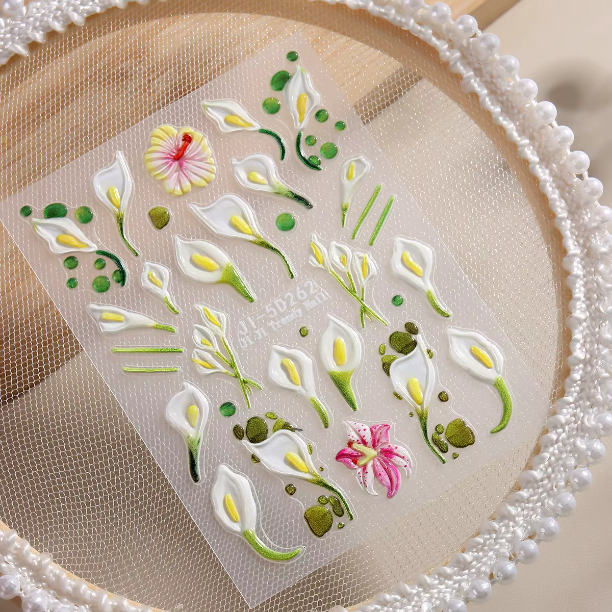 Autocollants pour ongles 5D printemps-été à motifs floraux roses et léopard