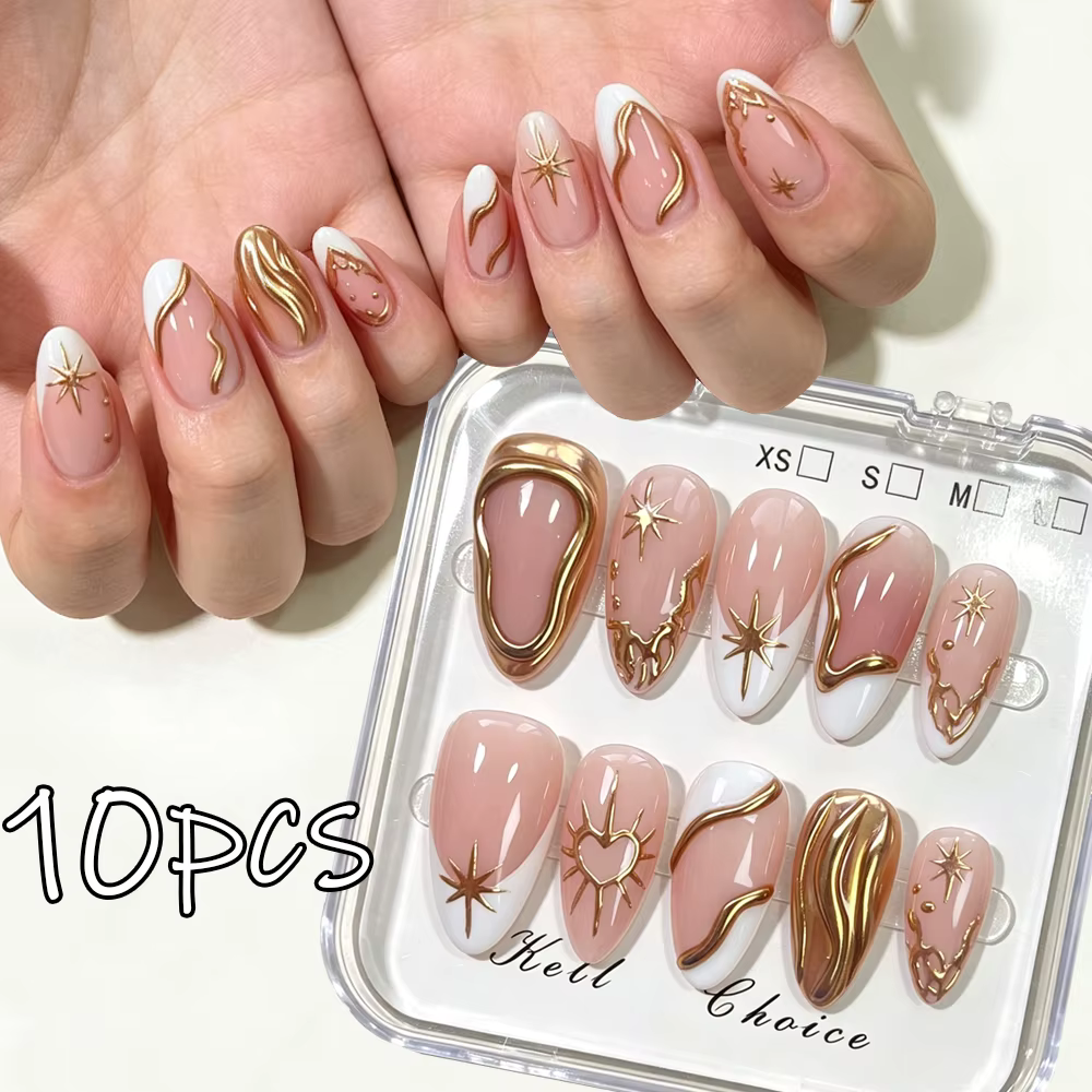 10 pièces/boîte Faux ongles à presser en acrylique