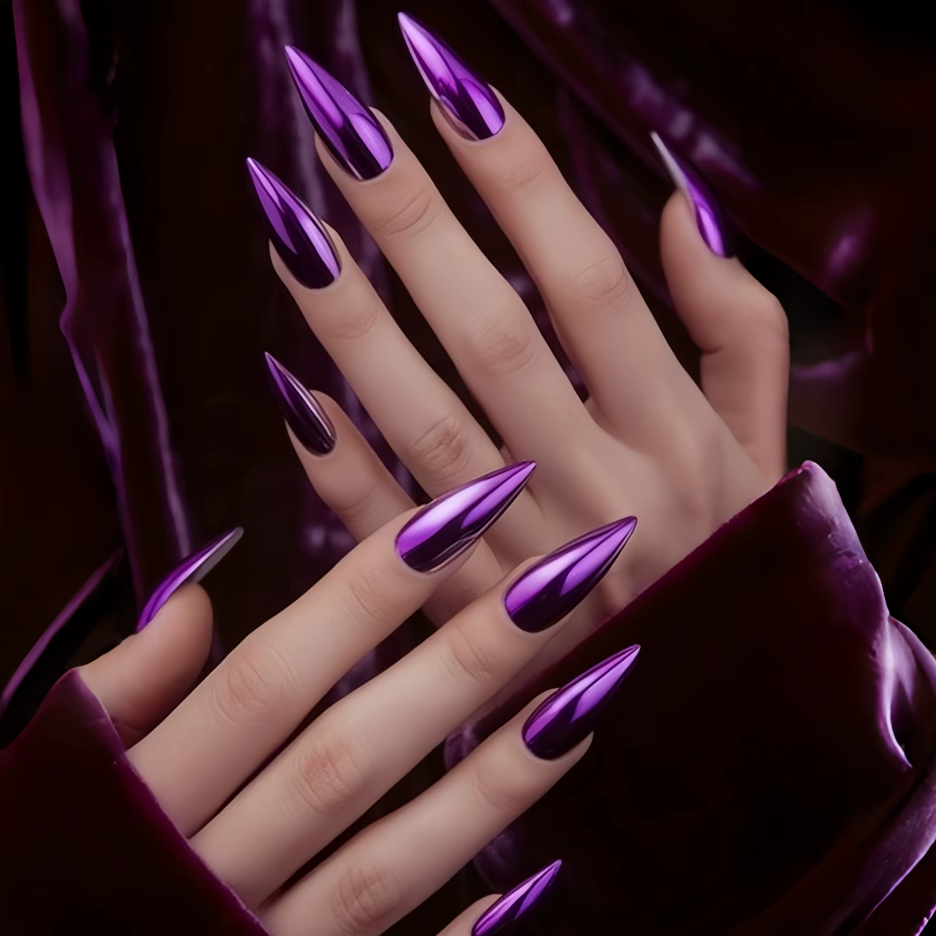 Faux ongles violets tendance pour femmes et filles
