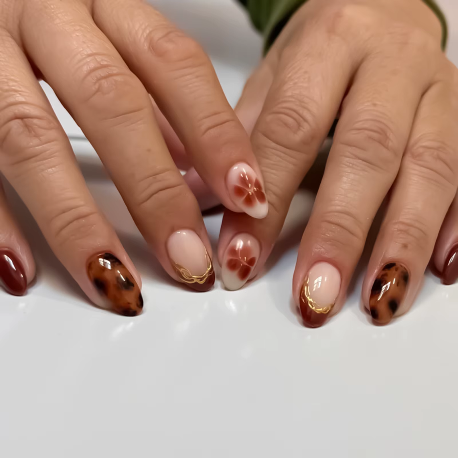 Automne faux ongles pour femmes bricolage manucure 24 pièces amande presse
