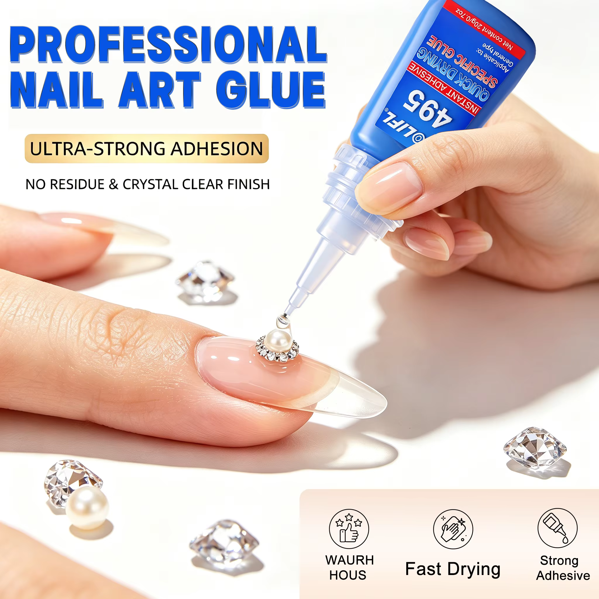 LOOLIFL – colle à ongles super résistante pour faux ongles, pointes d'ongles souples, séchage rapide, adaptée aux débutants en nail art, adhésif longue durée