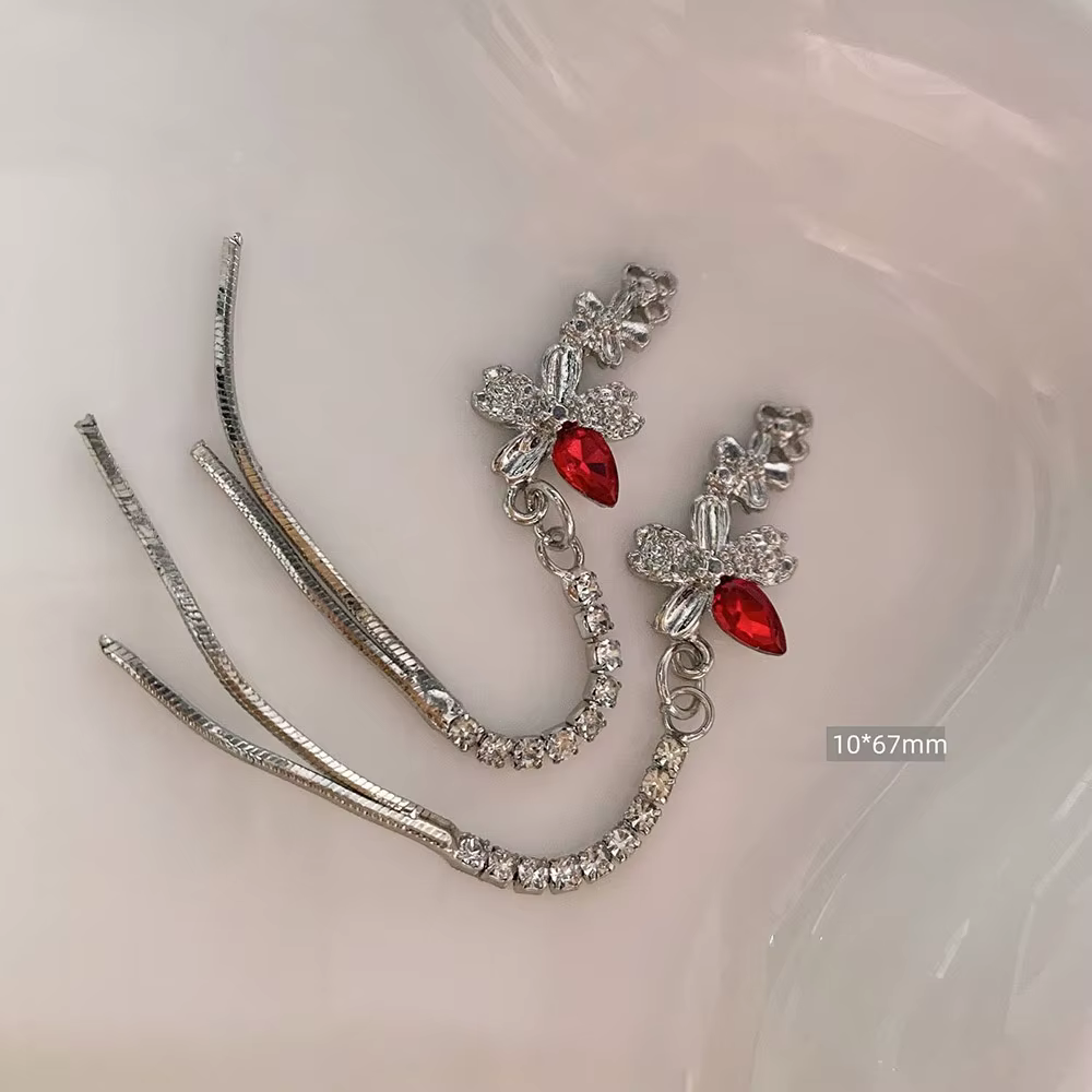 Vigne florale-chromé ongles bijoux chaînes Niche Design fleur XL gland pendentif accessoire bricolage UV Gel vernis
