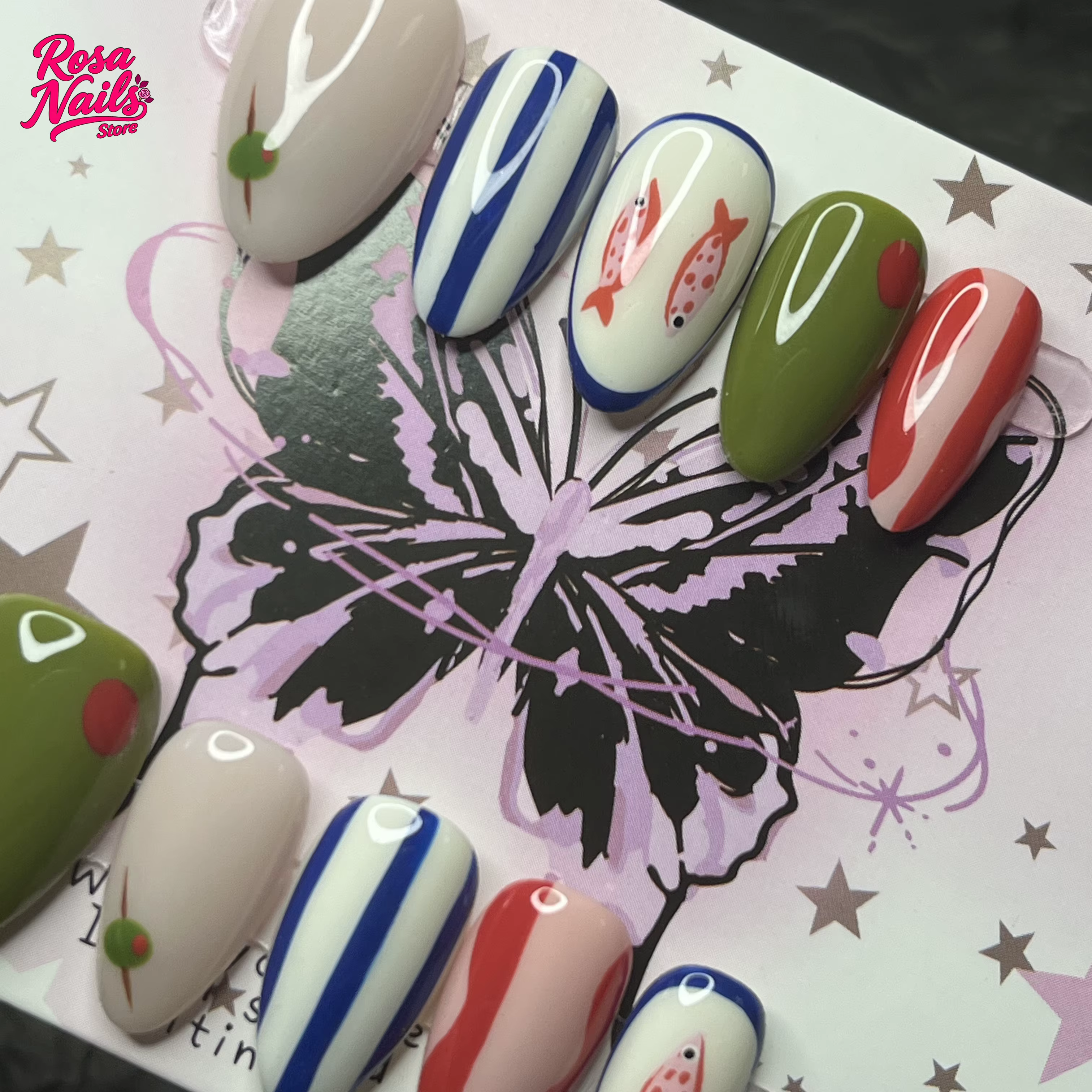 10 pièces presse à la main sur les ongles peints