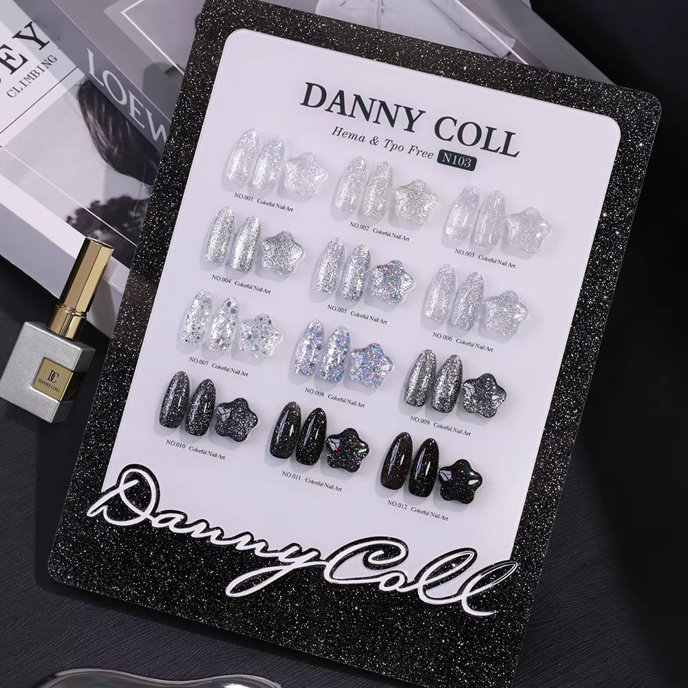 Kit de 12 vernis gel pailletés brillants pour ongles