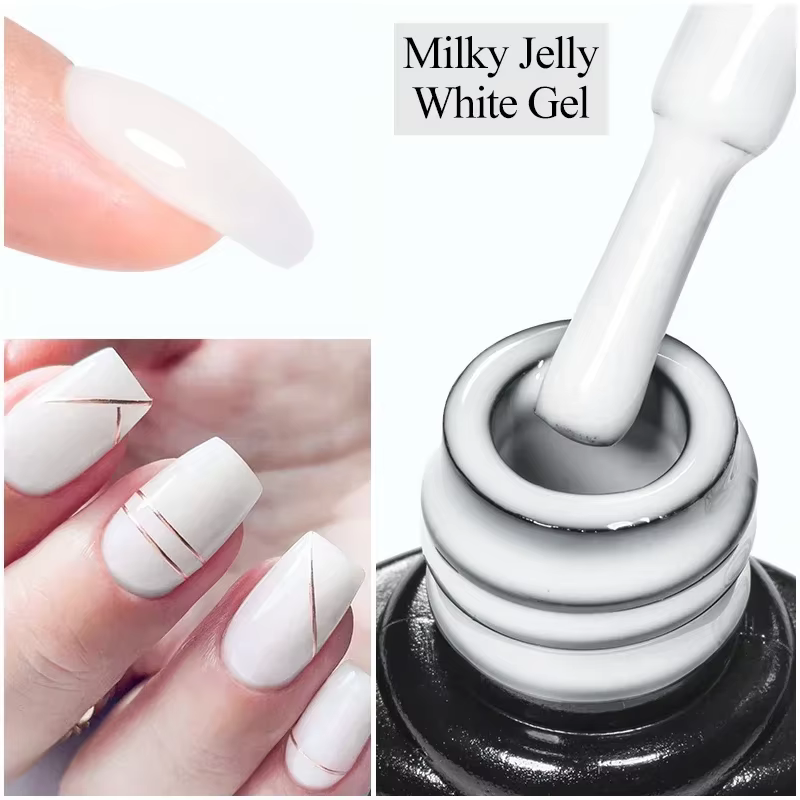 MSRUIOO 8ml Vernis à ongles gel laiteux blanc translucide pour manucure
