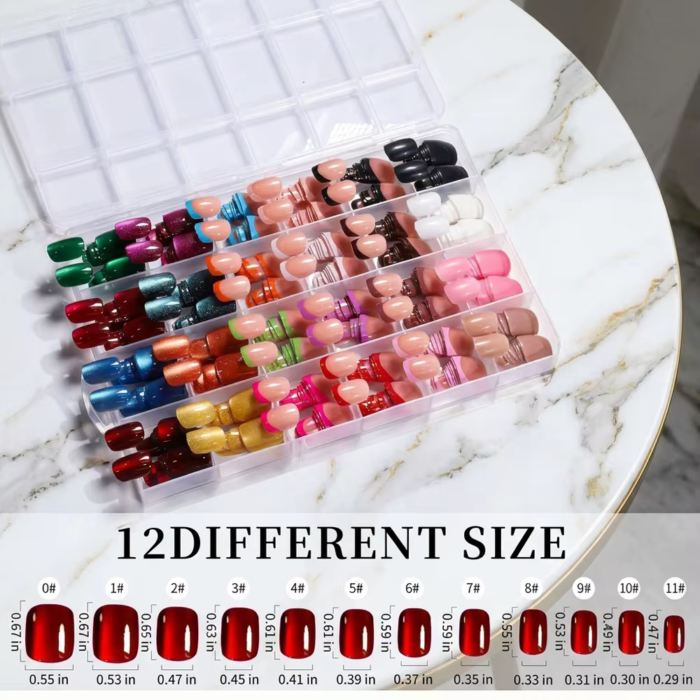 288 faux ongles carrés courts effet œil de chat