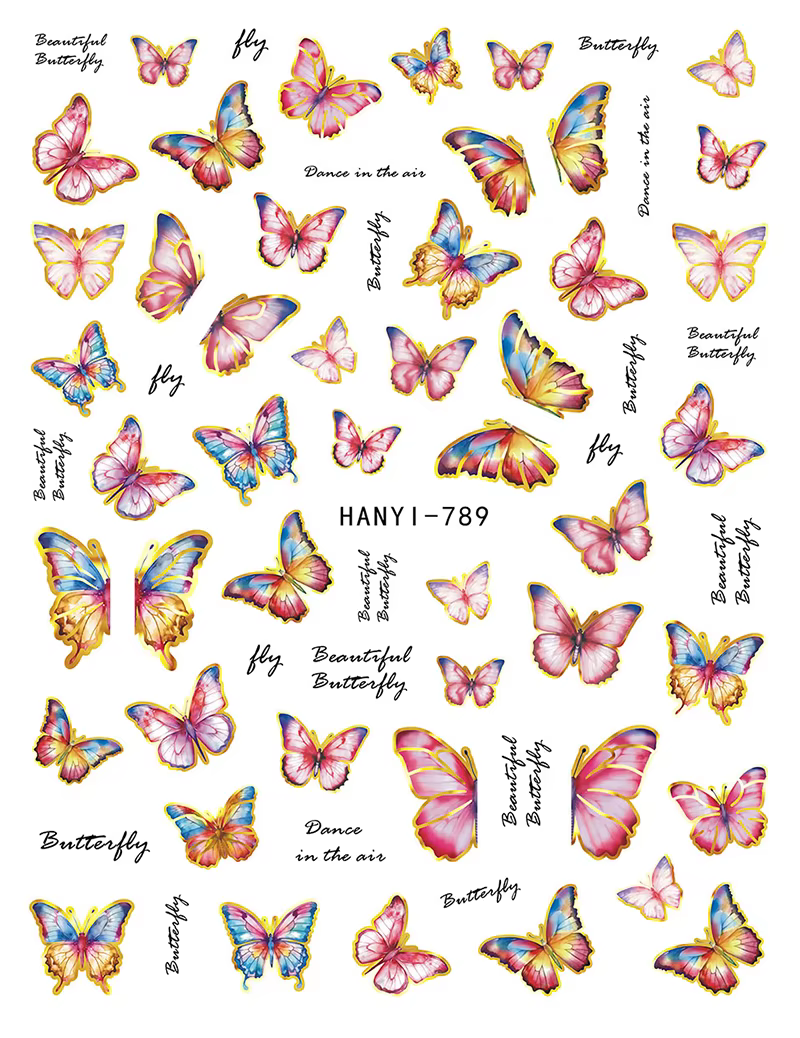 3d Nail Art décalcomanies lignes dorées Rosepink pivoine fleurs feuilles papillons autocollants pour ongles Art manucure conseils décorations
