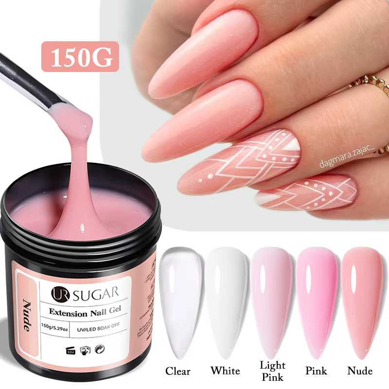 UR SUGAR 150g Gel d'extension rapide gelée rose blanc laiteux Camouflage doigt français Gel dur UV LED Gel Nail Art Design manucure