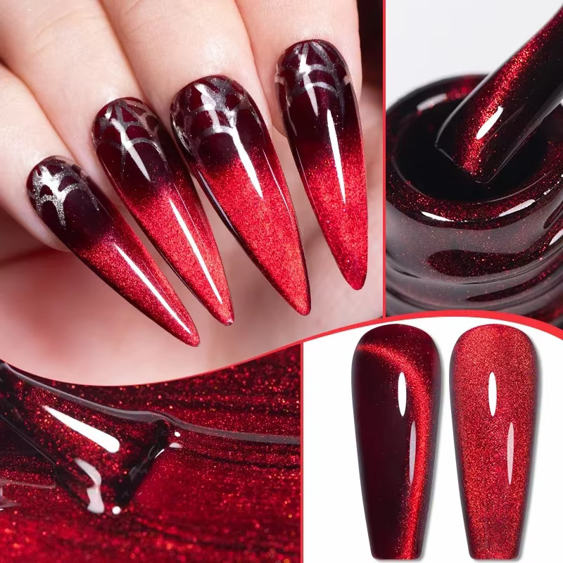 Vernis à ongles gel magnétique rouge rubis super brillant 7