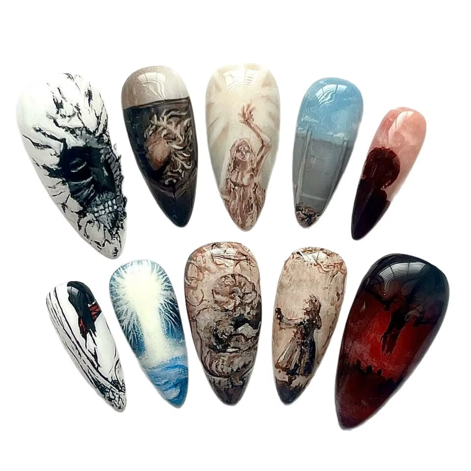 Faux ongles en amande de Style français