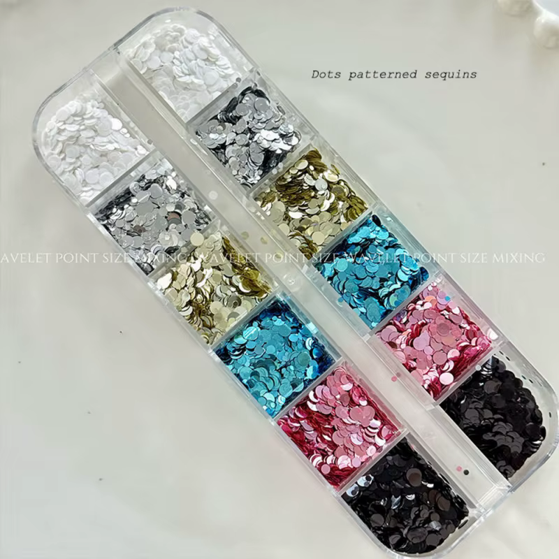 1 boîte de paillettes pour ongles en forme de fleurs 3D colorées