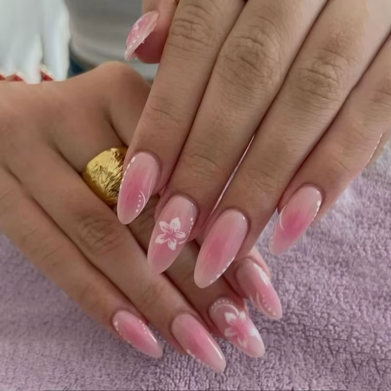 Faux ongles de Style français rose