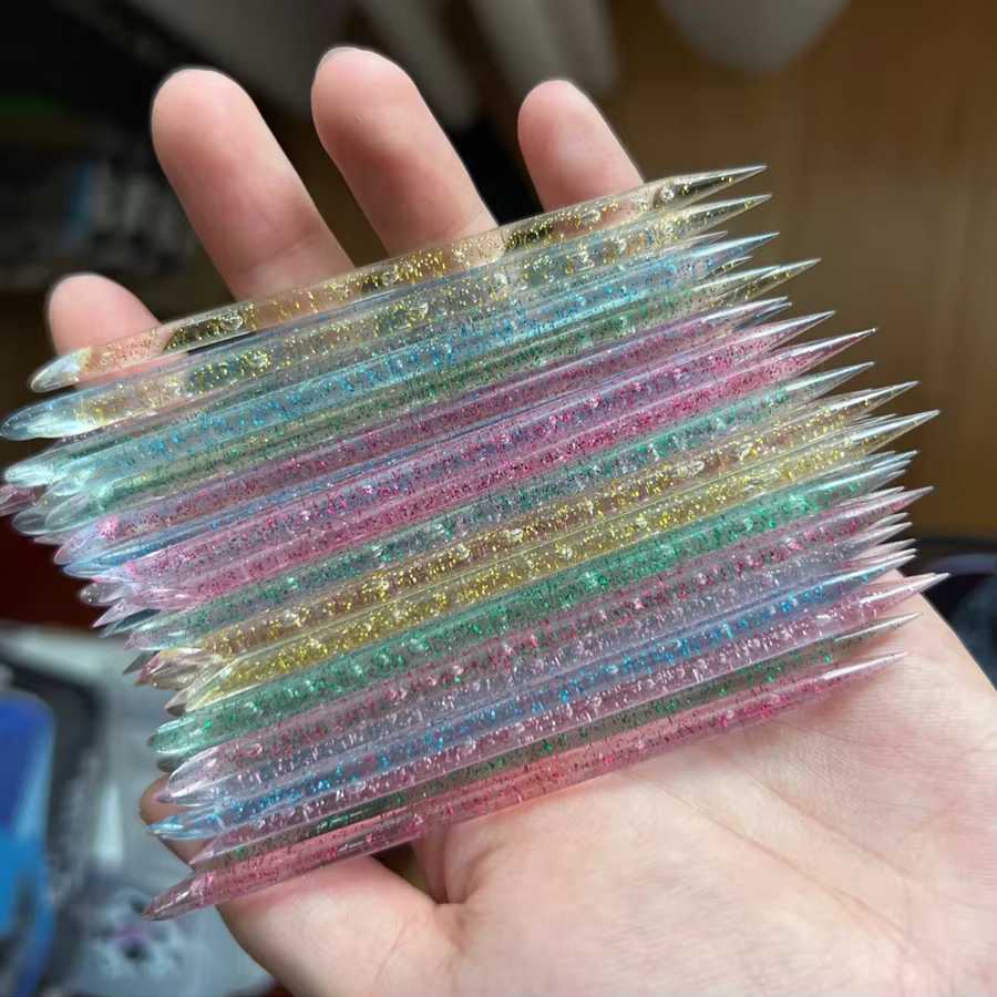 10/50/100 pièces bâton de cristal réutilisable Double extrémité Nail Art poussoir à cuticules outil de retrait de cuticu
