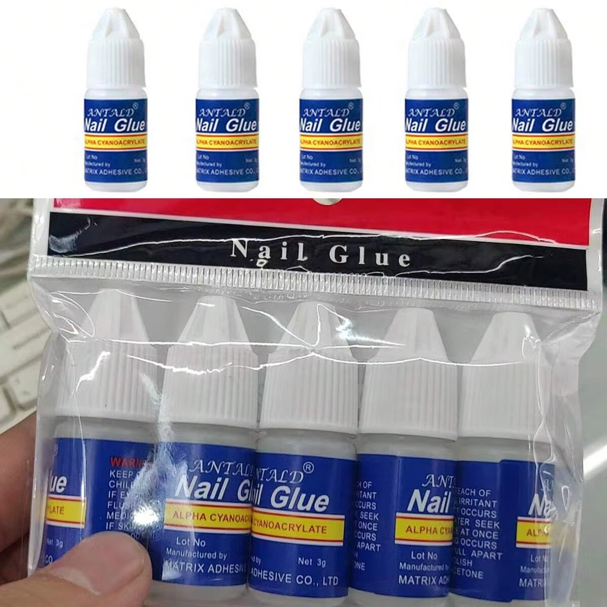 Colle à ongles transparente Ultra forte 5x3g-formule à séchage rapide et sans essuyage