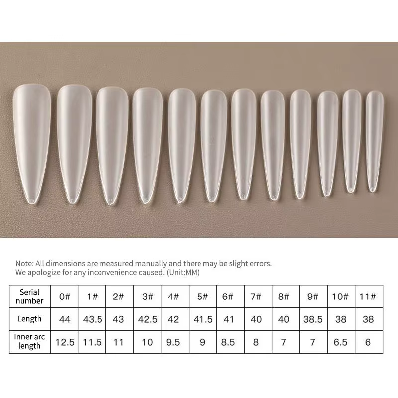 240/510 Pièces Faux Ongles Stiletto Sculptés Couverture Complète Givrés Transparents à Coller pour Salon
