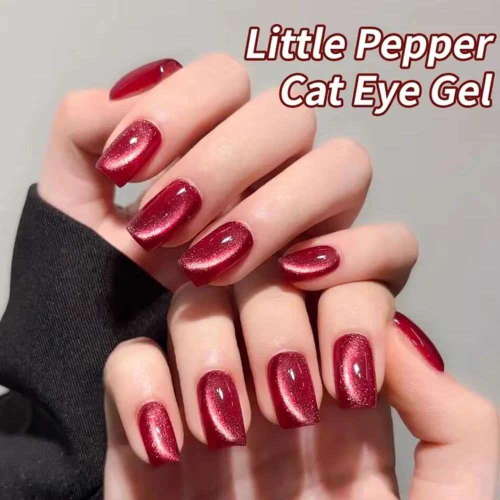 10ml noël rouge oeil de chat Gel vernis à ongles scintillant rubis