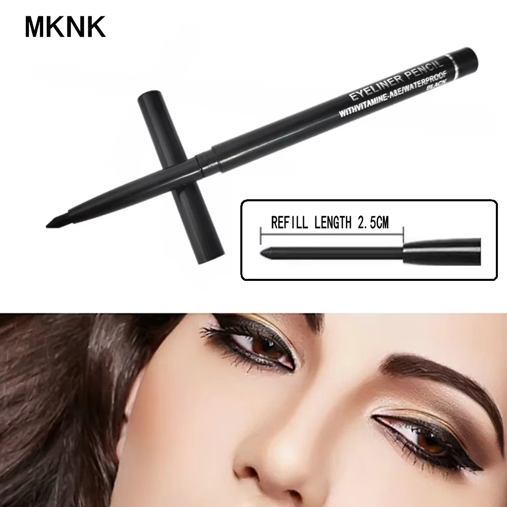 Crayon Eyeliner Waterproof à vaccage Rapide, Gel Soyeux, Outil de Maquillage pour les Yeux, Respectueux de l'Intérieur, 256 Marron et Noir, 3 Pièces