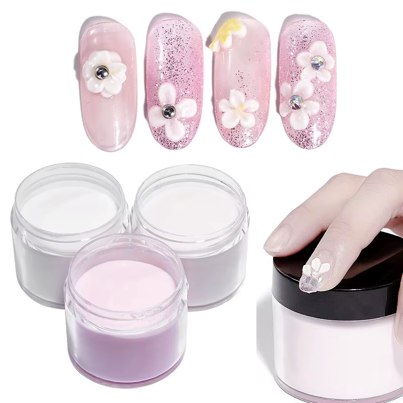3 couleurs 1 pc poudre acrylique pour ongles Art polymère conseils constructeur rose clair blanc