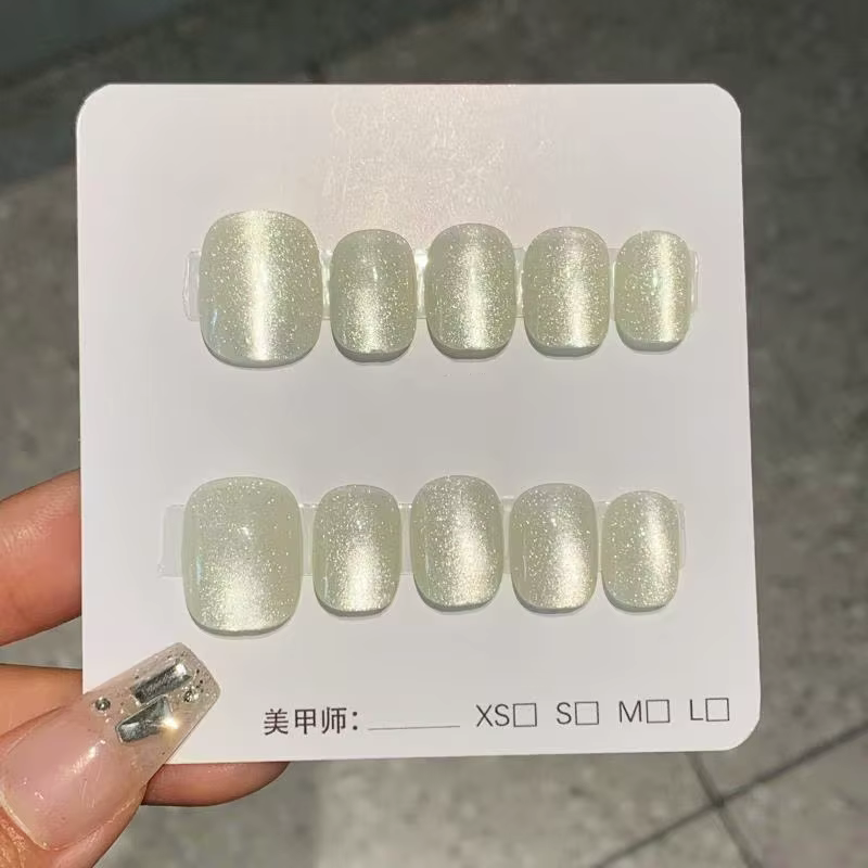 10 pièces photothérapie presse à la main sur les ongles effet oeil de chat faux