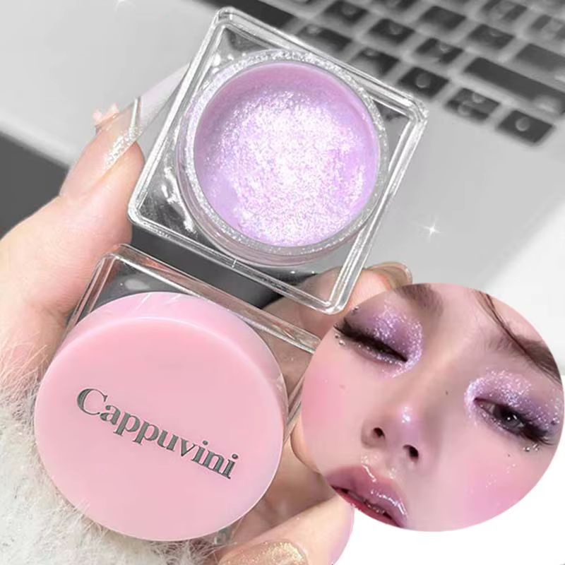 Gel surligneur à paillettes roses