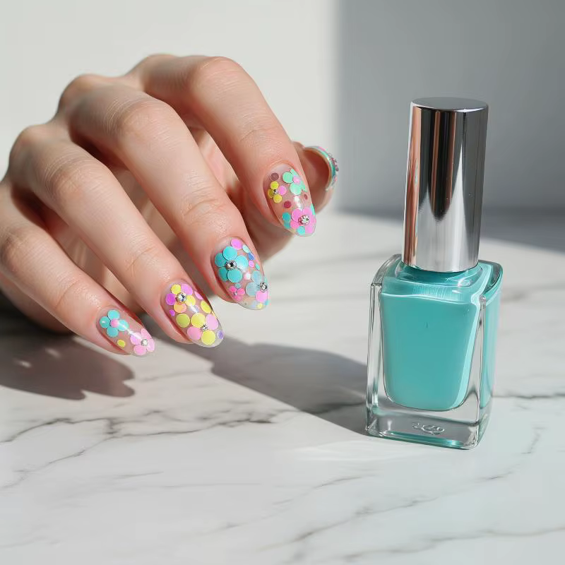 12 grilles de paillettes circulaires et colorées pour ongles avec motifs floraux pour l'art DIY