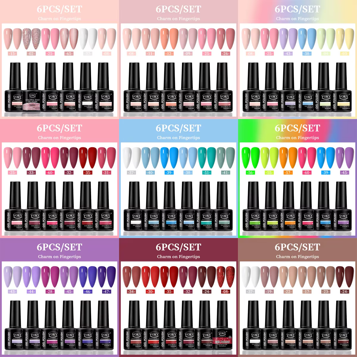 VOKY Lot de 6 pièces de gel pour ongles