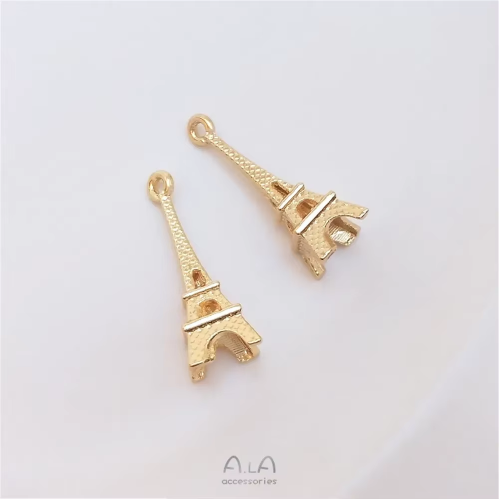 Pendentif tour Eiffel de Paris plaqué or 14 carats, pendentif bricolage fait à la main, accessoires de bracelet décoratifs
