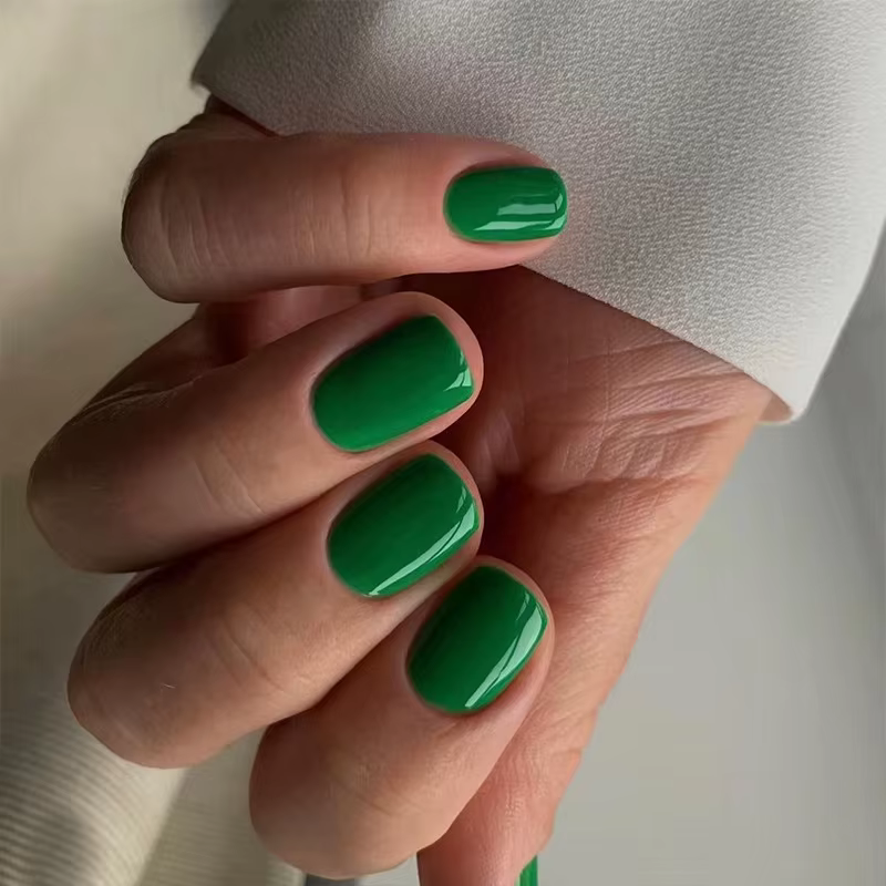 24 pièces/ensemble couleur unique brillant Faux ongles couverture complète amovible
