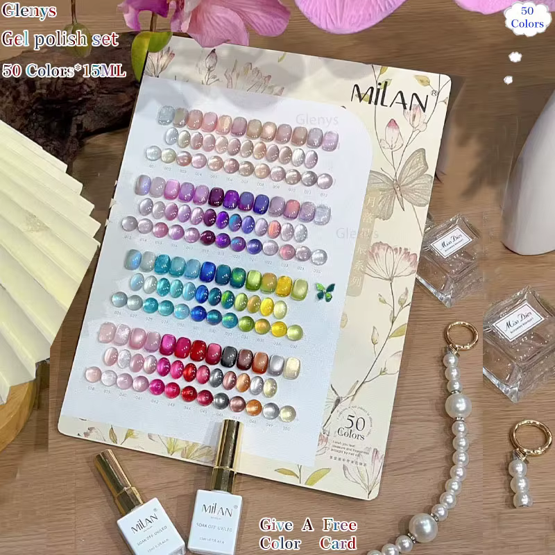 Glenys 50 pièces * 15ml Vernis à ongles gel effet œil de chat