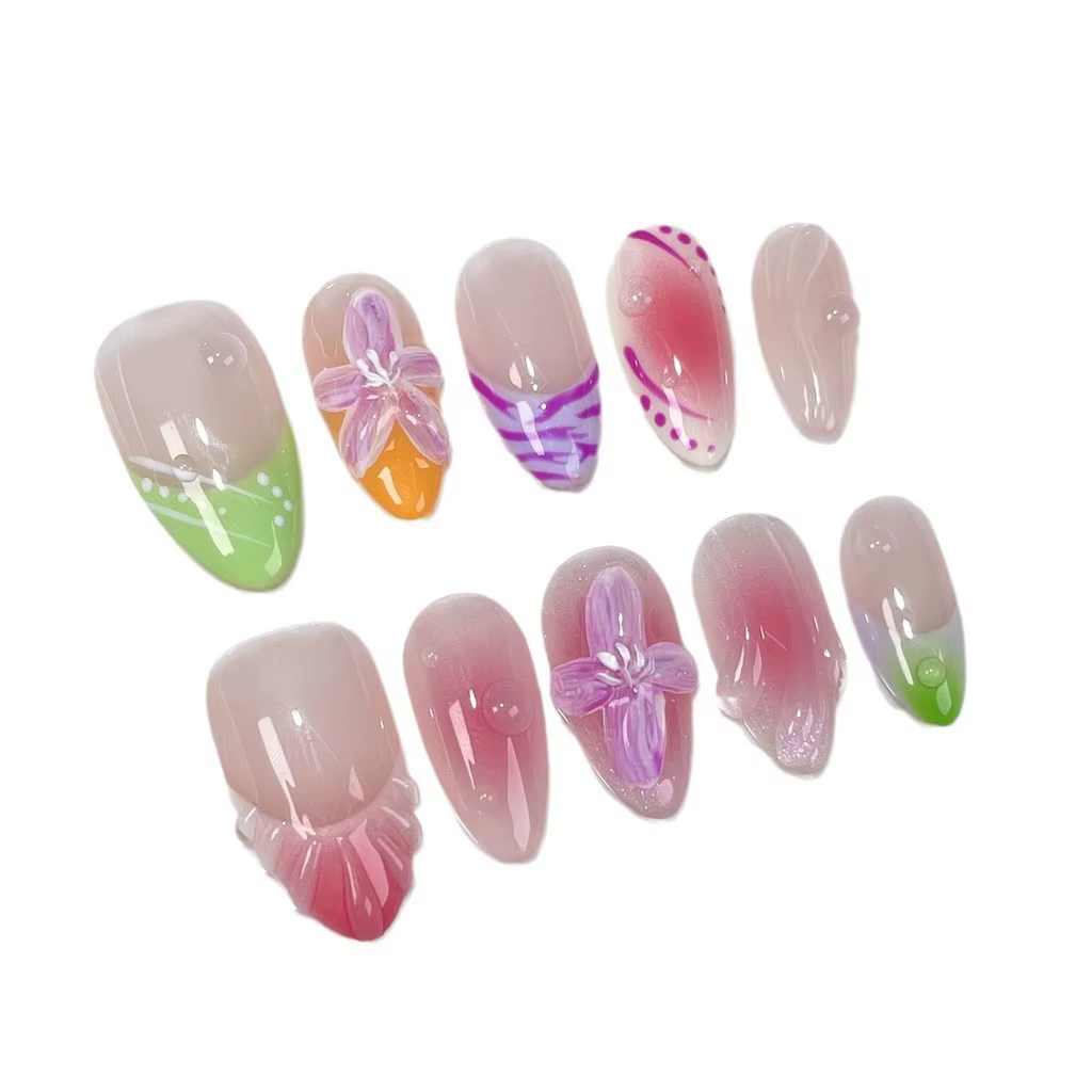 Fausse fleur en relief translucide pour filles