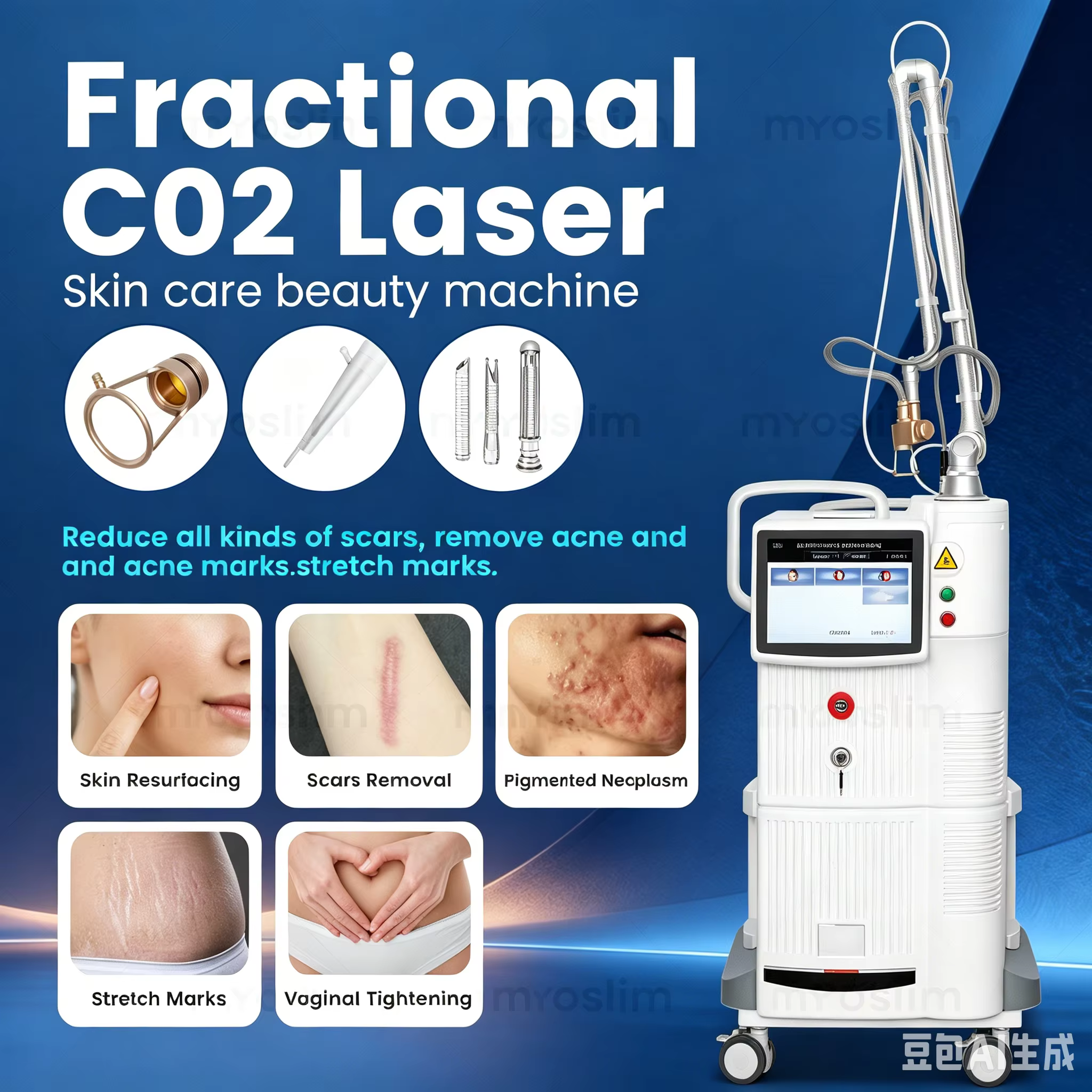 Nouvelle conception de machine de traitement au laser fractionné CO2 Fotona 4D 10600nm, machine de beauté au laser pour le resurfaçage des cicatrices d'acné