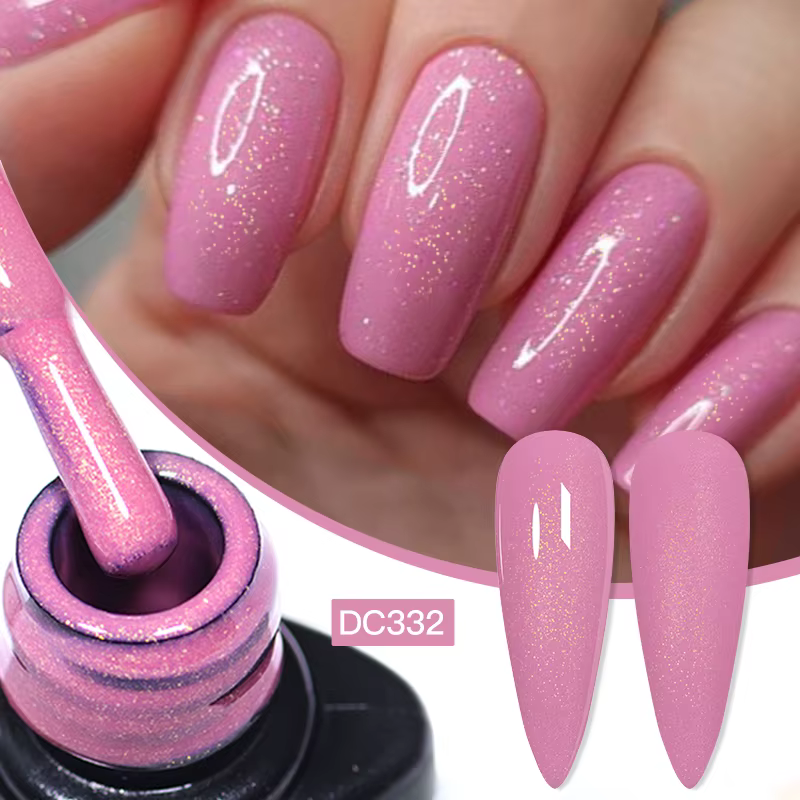 Vernis à ongles gel pailleté rose