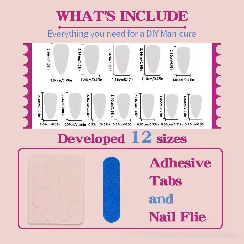 Nouveauté 2026 – 24 faux ongles nacrés brillants