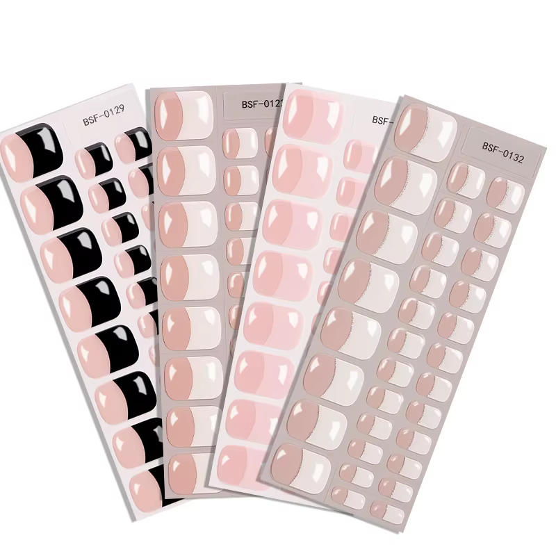 Autocollants pour ongles de pieds en gel sans UV style français