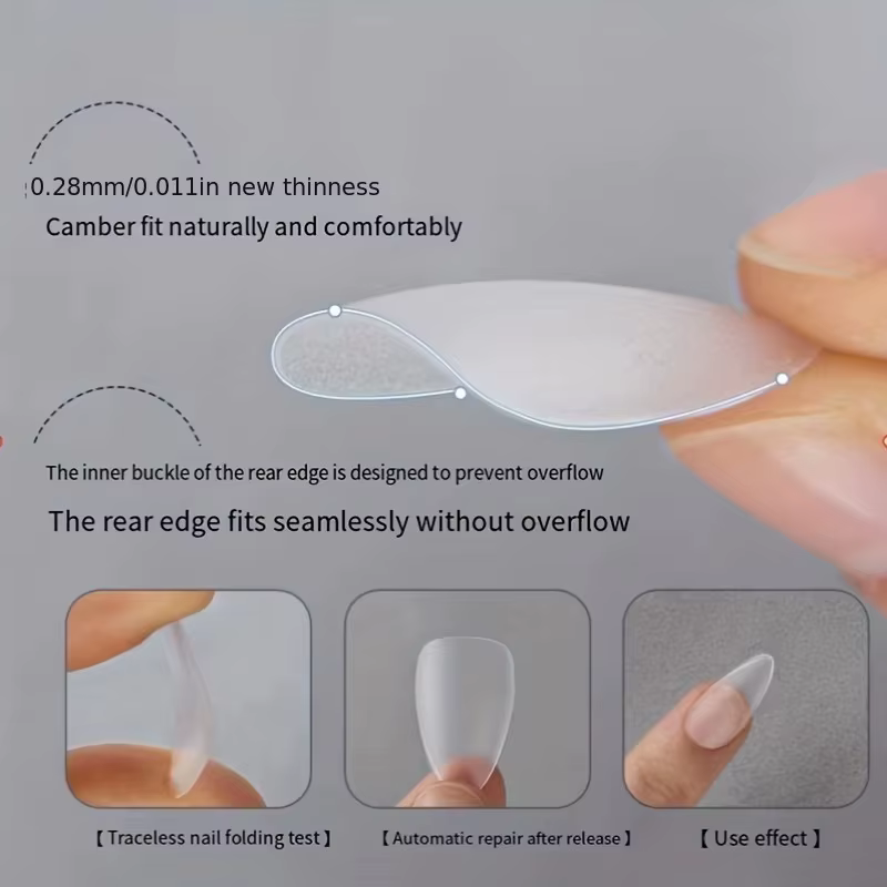 Boîte de 330 pointes d'ongles courtes en amande – Autocollants pour ongles en gel mat améliorés