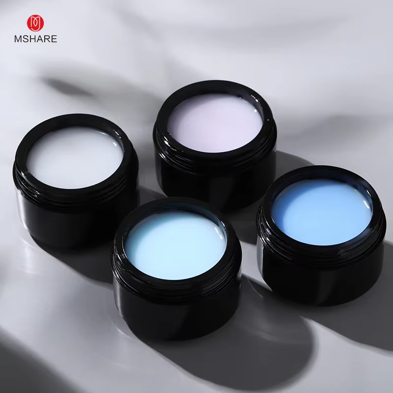 MSHARE 50g gelée blanc rose bleu translucide auto-nivelant constructeur Gel dur pour Extension d'ongles Construction Gel UV