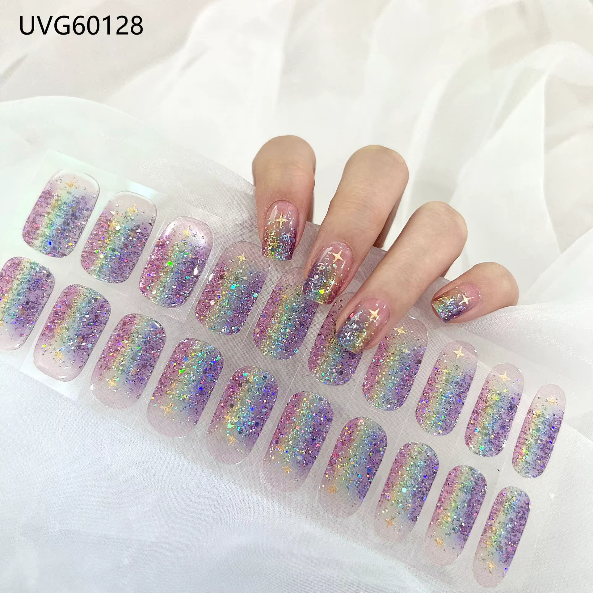 Nouveau Semi-durci ongles gel uv pegatinas bande d'ongle autocollant UVLED lampe durci