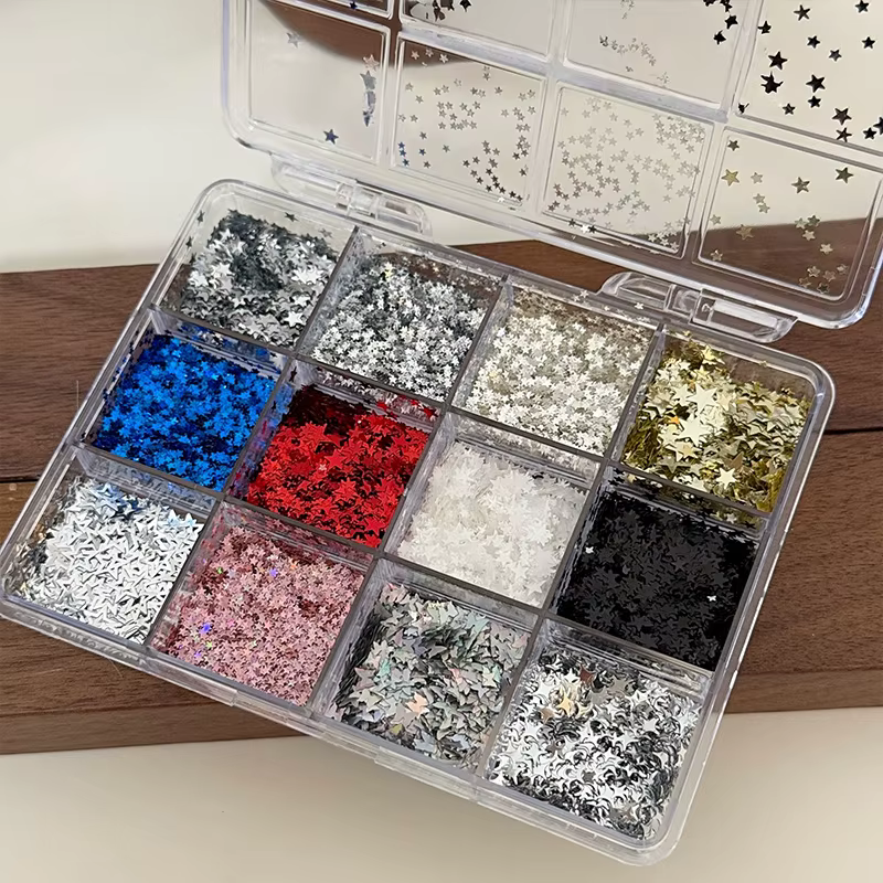 Paillettes pour nail art mélangées en forme d'étoiles