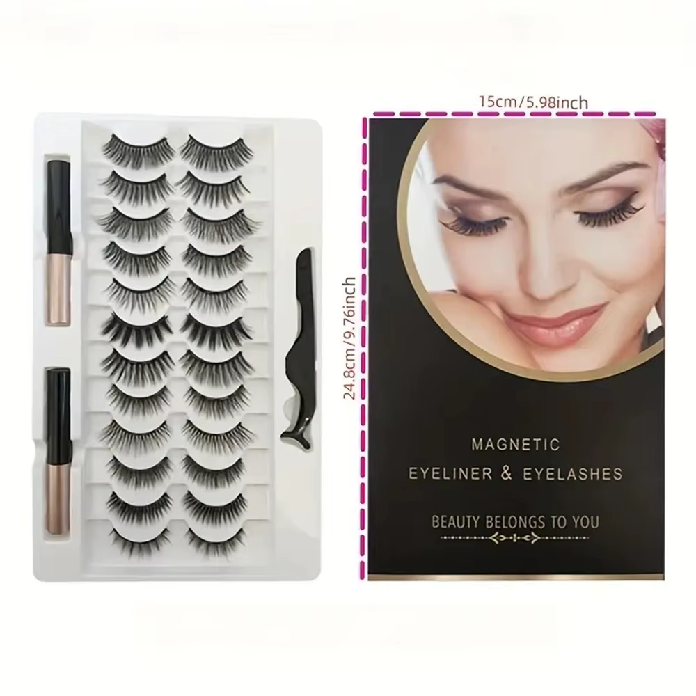 12 paires de ensembles de faux cils magnétiques