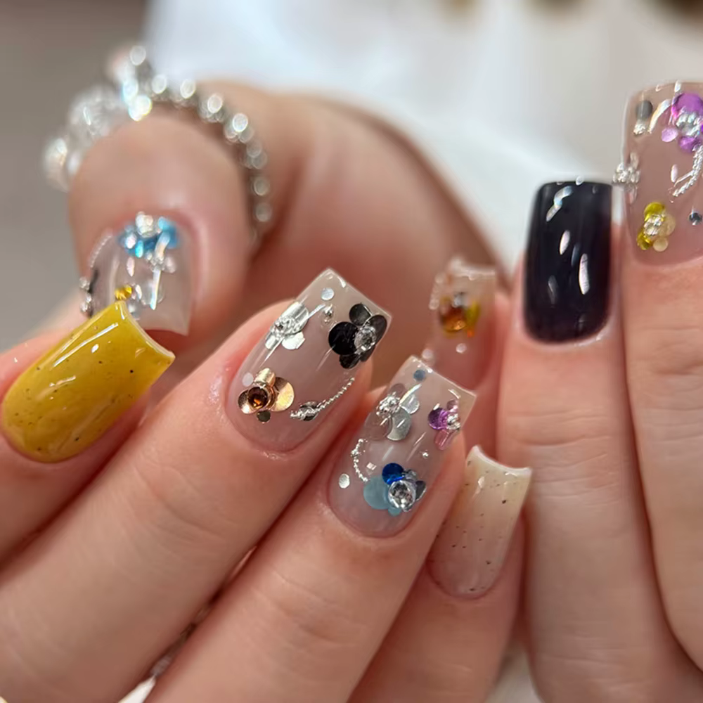 12 compartiments de paillettes à ongles à pois