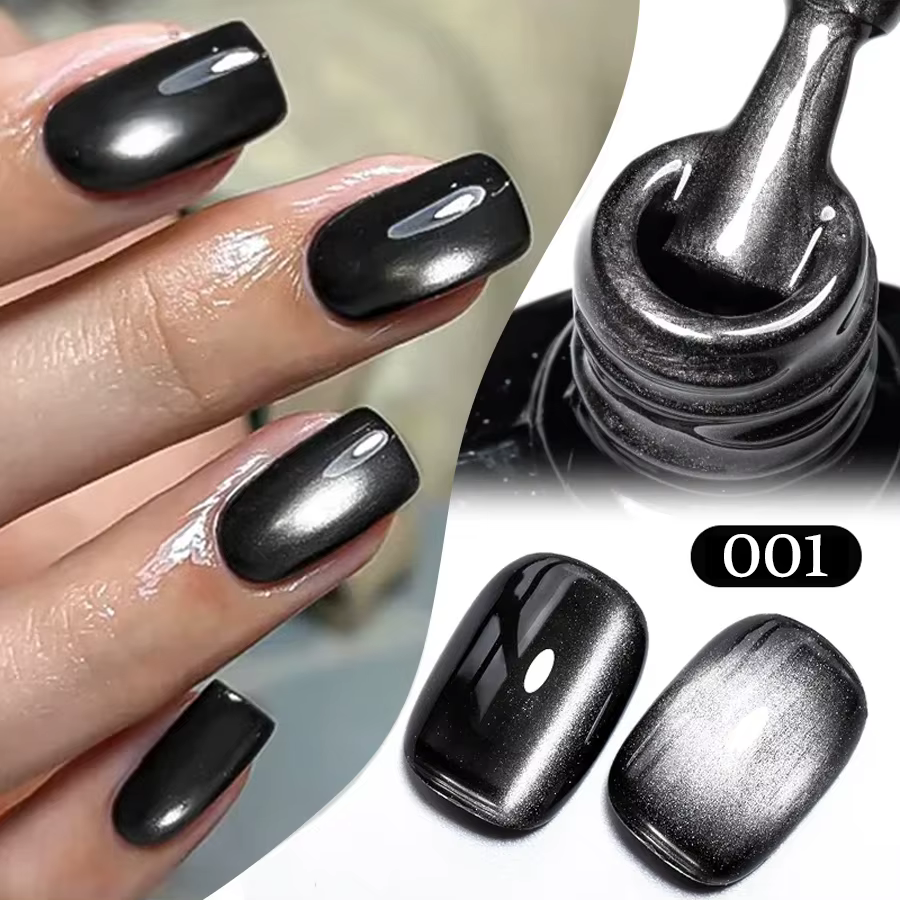 QAZIXU 10ml Vernis à ongles gel effet œil de chat noir