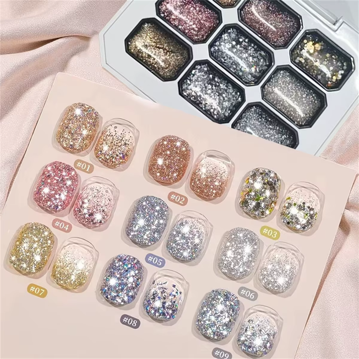 Gel à ongles diamanté neuf couleurs