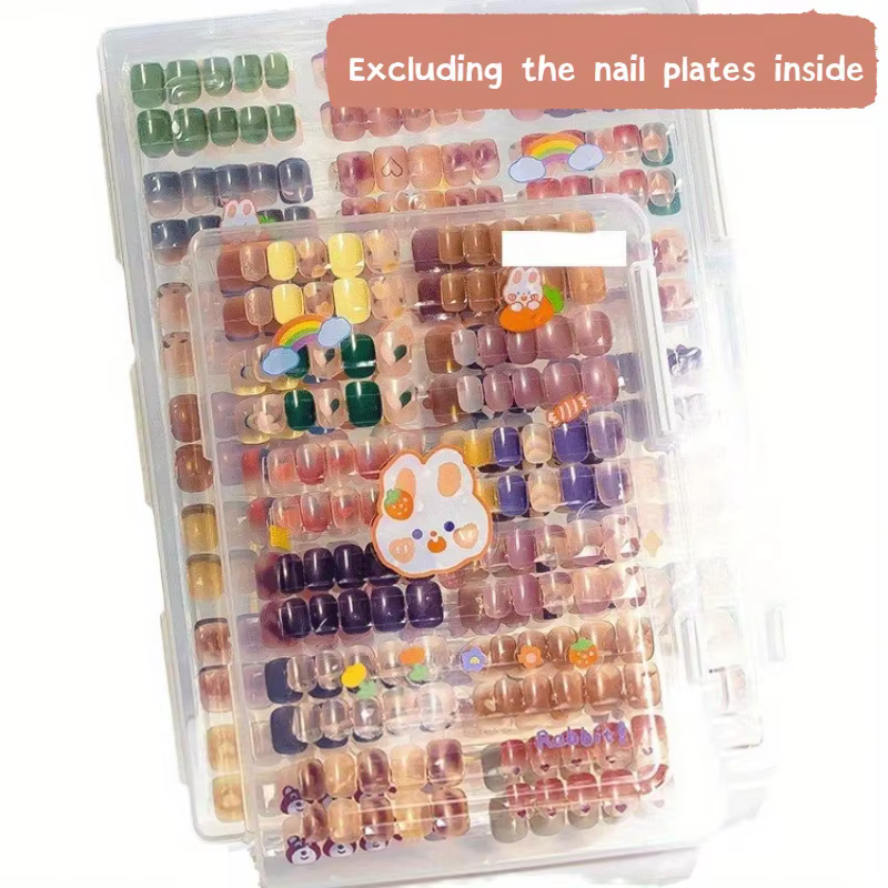 Boîte de rangement transparente de grande capacité pour ongles - Boîte d'organisation et de présentation de faux ongles anti-poussière - Peut contenir 24/42 pièces d'ongles