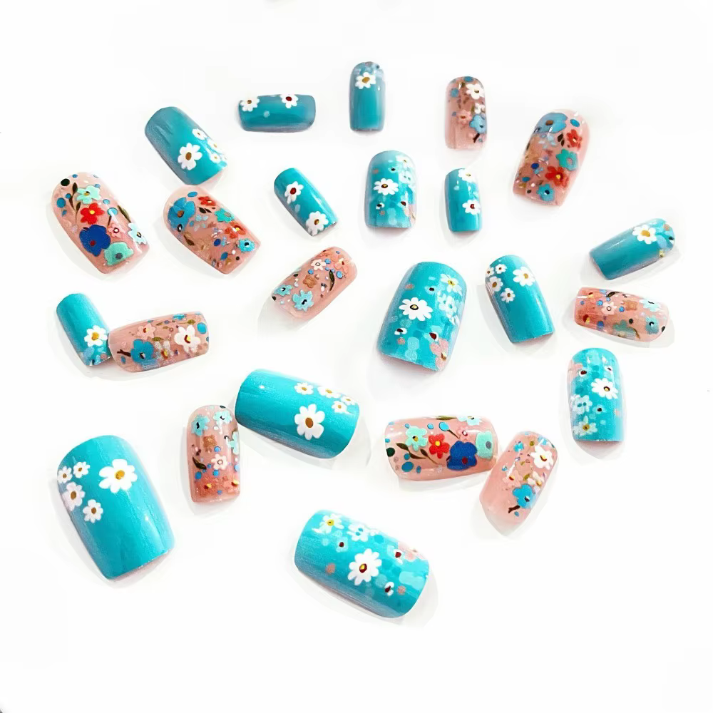 24 pièces/ensemble, faux ongles mi-longs pour femmes