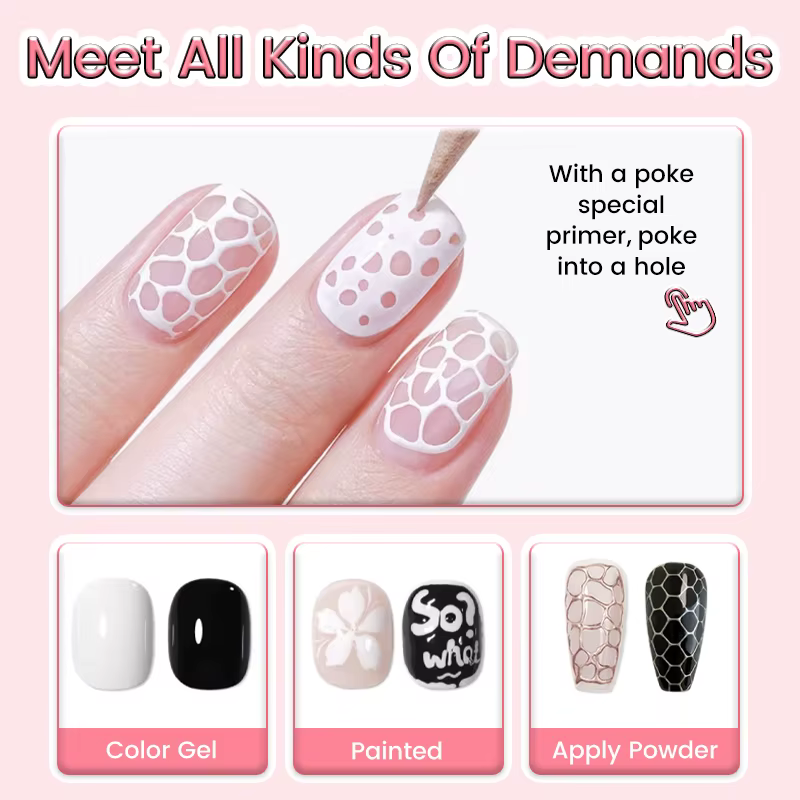 LILYCUTE 8ml Poke ongles Gel blanc noir piquant multifonctionnel UV LED Gel bulle océan vague sans essuyer dentelle peinture Gel vernis