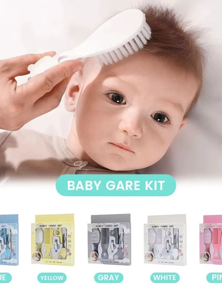 Kit de toilettage pour bébé, ensemble de soins pour bébé, sans BPA, design mignon, peigne, brosse, coupe-ongles, ciseaux, outils de toilettage sûrs pour nouveau-nés et nourrissons