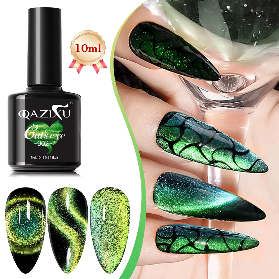 Vernis à ongles Gel œil de chat vert 10ML vernis Gel à tremper cristal galaxie Gel oeil de chat adapté aux Salons de manucure Nail Art