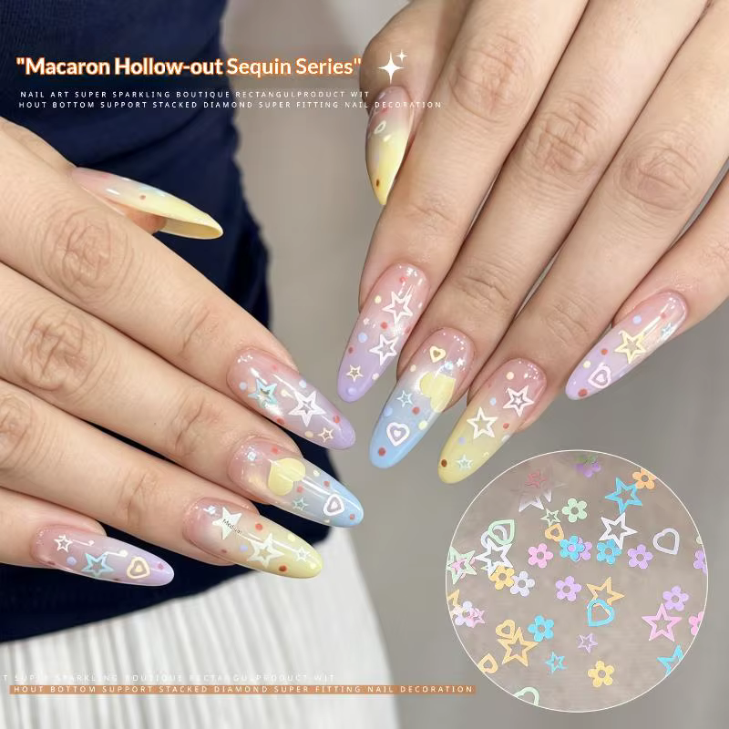 Paillettes de nail art Macaron Pastel creuses